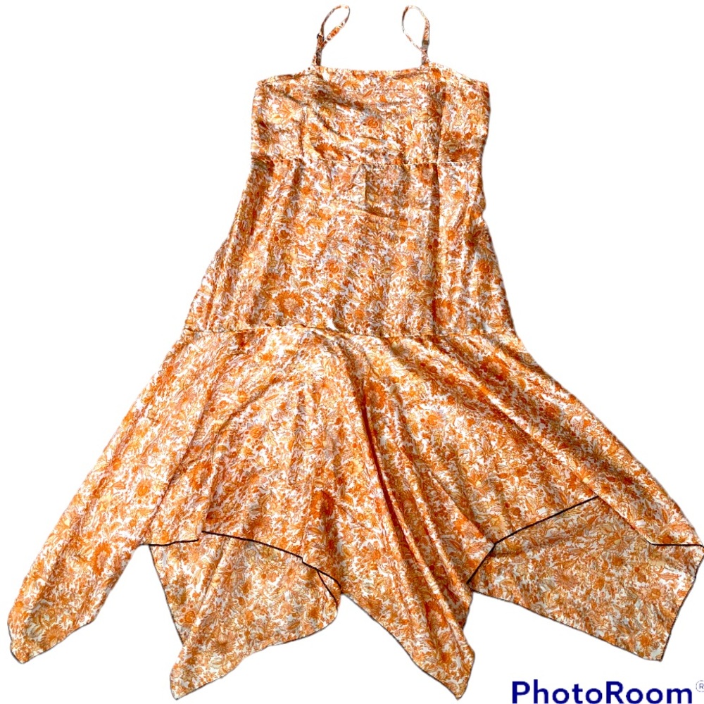 Vintage Y2K Festival Dress. Handkerchief hem, lightweight silky material. Small.